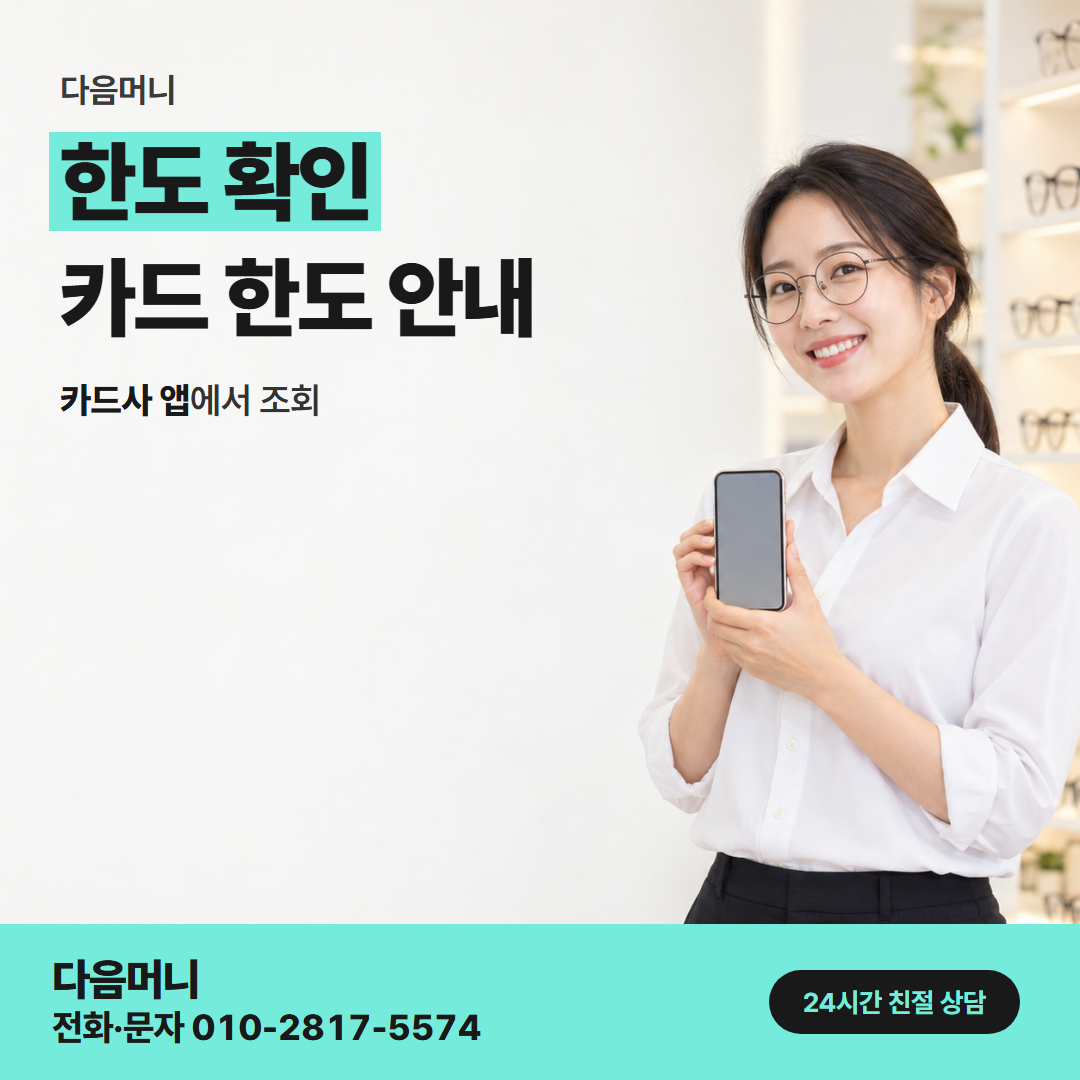 다음머니 성북카드깡 승인 전에 바로 조회하는 남은 한도